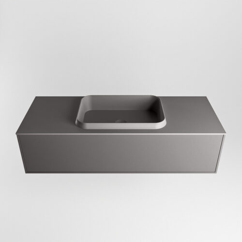 MONDIAZ ERIN 120cm mueble de baño color Dark Grey 1 cajón. Lavabo RIDGE Centro 1 orificio color Dark Grey. - Imagen 5