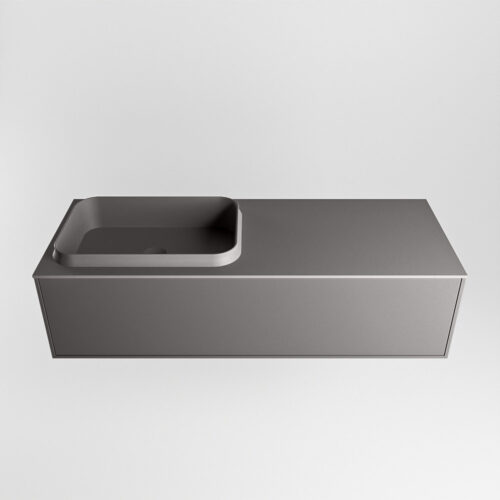 MONDIAZ ERIN 120cm mueble de baño color Dark Grey 1 cajón. Lavabo RIDGE Izquierda 1 orificio color Dark Grey. - Imagen 5