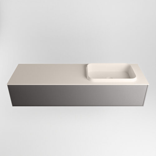 MONDIAZ ERIN 150cm mueble de baño color Dark Grey 1 cajón. Lavabo RIDGE Derecho 1 orificio color Linen. - Imagen 5