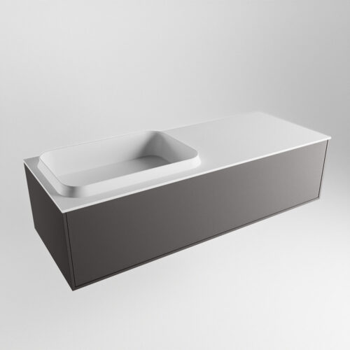 MONDIAZ ERIN 120cm mueble de baño color Dark Grey 1 cajón. Lavabo RIDGE Izquierda sin orificio color Talc. - Imagen 4