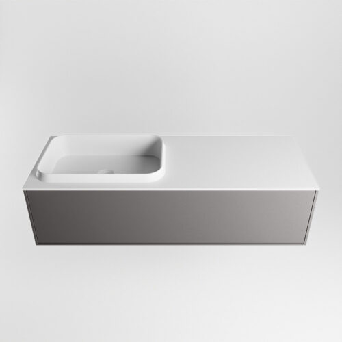 MONDIAZ ERIN 120cm mueble de baño color Dark Grey 1 cajón. Lavabo RIDGE Izquierda sin orificio color Talc. - Imagen 5