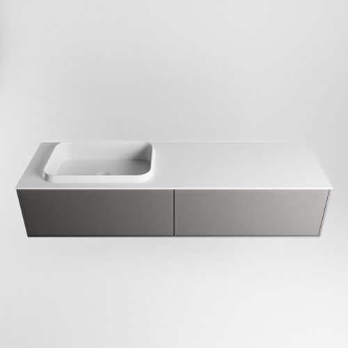 MONDIAZ ERIN 150cm mueble de baño color Dark Grey 2 cajones. Lavabo RIDGE Izquierda sin orificio color Talc. - Imagen 5