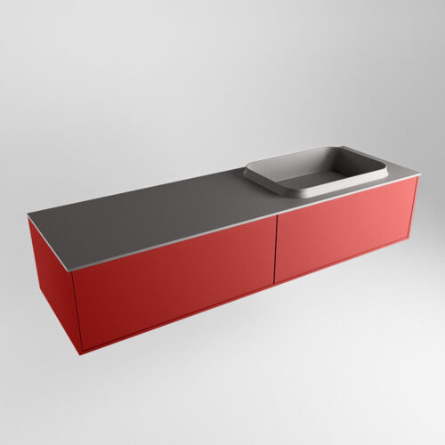 MONDIAZ ERIN 150cm mueble de baño color Fire 2 cajones. Lavabo RIDGE Derecho 1 orificio color Dark Grey. - Imagen 4