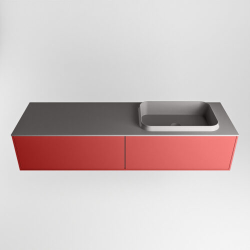 MONDIAZ ERIN 150cm mueble de baño color Fire 2 cajones. Lavabo RIDGE Derecho 1 orificio color Dark Grey. - Imagen 5