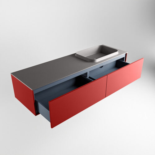 MONDIAZ ERIN 150cm mueble de baño color Fire 2 cajones. Lavabo RIDGE Derecho 1 orificio color Dark Grey. - Imagen 6