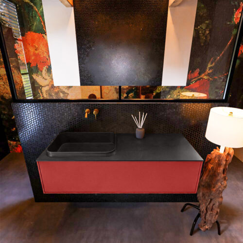 MONDIAZ ERIN 120cm mueble de baño color Fire 1 cajón. Lavabo RIDGE Izquierda sin orificio color Urban. - Imagen 3