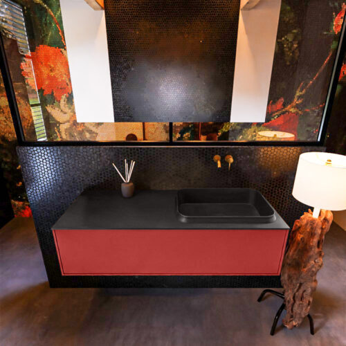 MONDIAZ ERIN 120cm mueble de baño color Fire 1 cajón. Lavabo RIDGE Derecho sin orificio color Urban. - Imagen 3