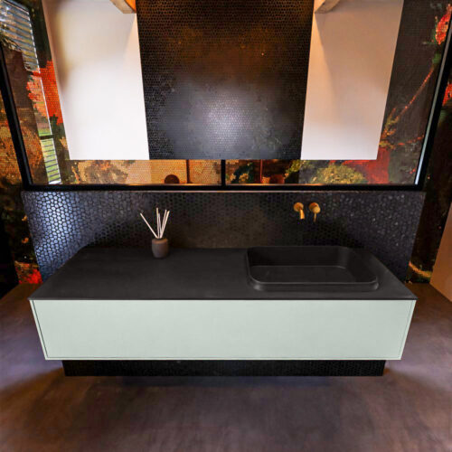 MONDIAZ ERIN 150cm mueble de baño color Greey 1 cajón. Lavabo RIDGE Derecho sin orificio color Urban. - Imagen 3