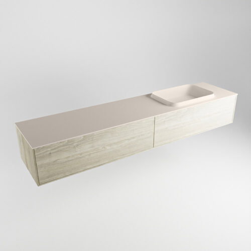 MONDIAZ ERIN 200cm mueble de baño color Light Brown Grey 2 cajones. Lavabo RIDGE Derecho sin orificio color Linen. - Imagen 4