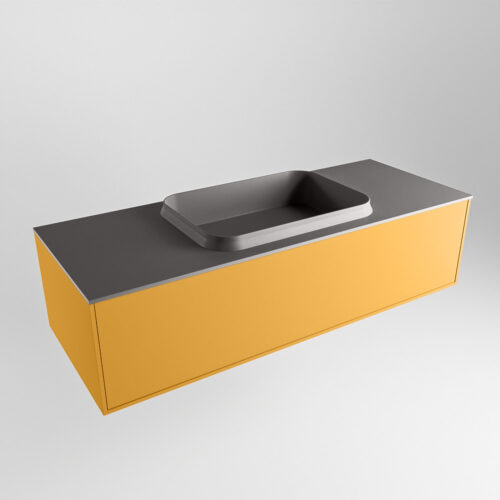 MONDIAZ ERIN 120cm mueble de baño color Ocher 1 cajón. Lavabo RIDGE Centro 1 orificio color Dark Grey. - Imagen 4