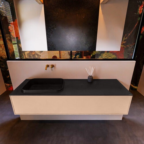 MONDIAZ ERIN 150cm mueble de baño color Rosee 1 cajón. Lavabo RIDGE Izquierda sin orificio color Urban. - Imagen 3