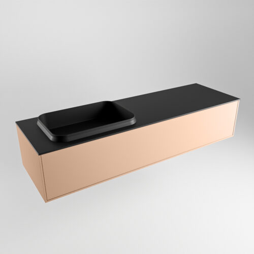 MONDIAZ ERIN 150cm mueble de baño color Rosee 1 cajón. Lavabo RIDGE Izquierda sin orificio color Urban. - Imagen 4