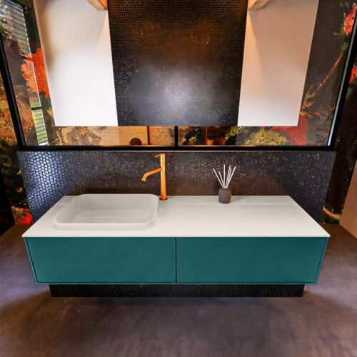 MONDIAZ ERIN 150cm mueble de baño color Smag 2 cajones. Lavabo RIDGE Izquierda 1 orificio color Linen. - Imagen 3