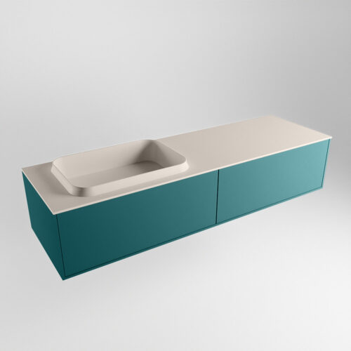 MONDIAZ ERIN 150cm mueble de baño color Smag 2 cajones. Lavabo RIDGE Izquierda 1 orificio color Linen. - Imagen 6