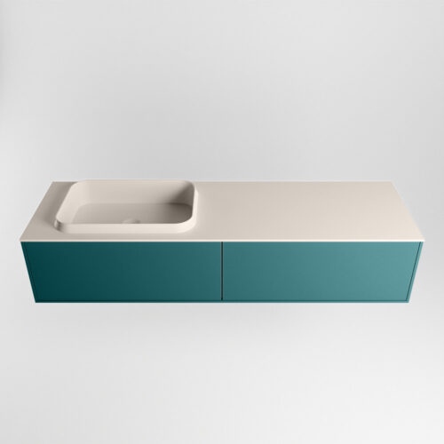 MONDIAZ ERIN 150cm mueble de baño color Smag 2 cajones. Lavabo RIDGE Izquierda 1 orificio color Linen. - Imagen 4