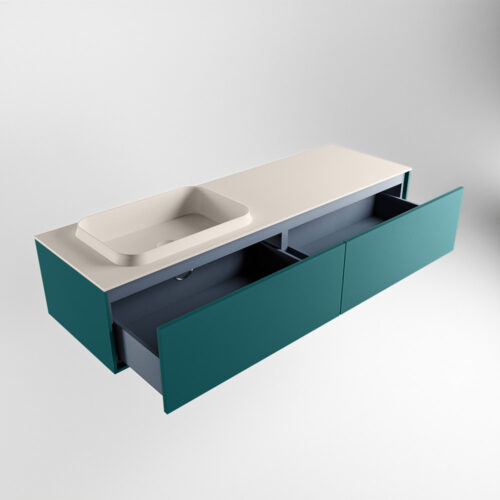 MONDIAZ ERIN 150cm mueble de baño color Smag 2 cajones. Lavabo RIDGE Izquierda 1 orificio color Linen. - Imagen 5