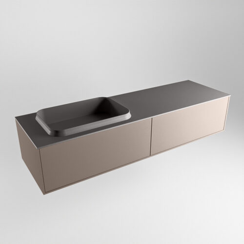 MONDIAZ ERIN 150cm mueble de baño color Smoke 2 cajones. Lavabo RIDGE Izquierda sin orificio color Dark Grey. - Imagen 4