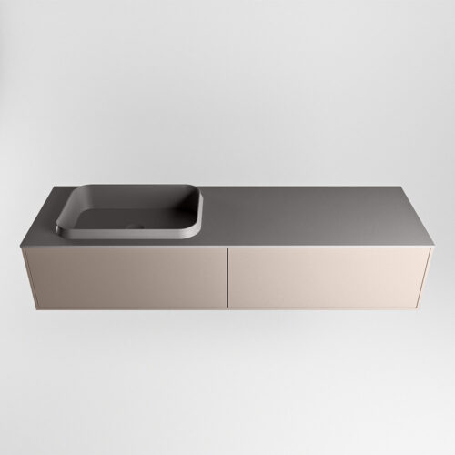 MONDIAZ ERIN 150cm mueble de baño color Smoke 2 cajones. Lavabo RIDGE Izquierda sin orificio color Dark Grey. - Imagen 5