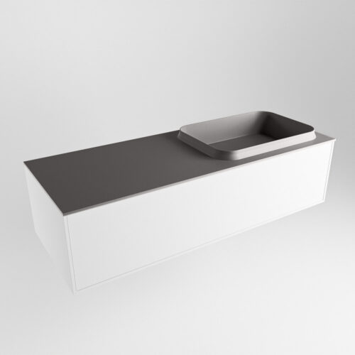 MONDIAZ ERIN 120cm mueble de baño color Talc 1 cajón. Lavabo RIDGE Derecho sin orificio color Dark Grey. - Imagen 4