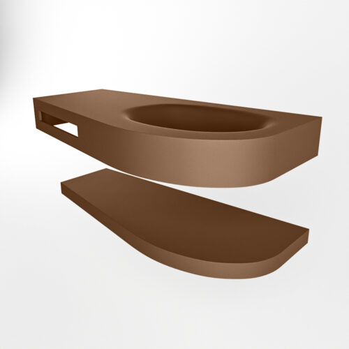 MONDIAZ RIVA 100cm lavabo con estante color Rust. Lavabo DULCET Derecho sin orificio, color Rust. - Imagen 5