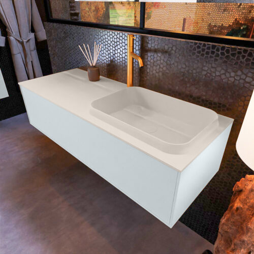 MONDIAZ ERIN 120cm mueble de baño color Clay 1 cajón. Lavabo RIDGE Derecho 1 orificio color Linen.