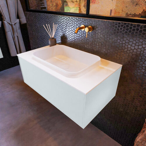 MONDIAZ ERIN 80cm mueble de baño color Clay 1 cajón. Lavabo RIDGE Centro sin orificio color Talc.