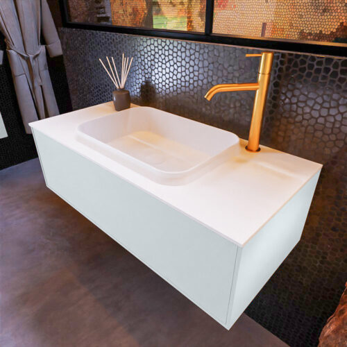 MONDIAZ ERIN 100cm mueble de baño color Clay 1 cajón. Lavabo RIDGE Centro 1 orificio color Talc.