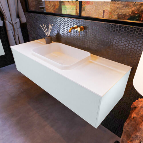 MONDIAZ ERIN 120cm mueble de baño color Clay 1 cajón. Lavabo RIDGE Centro sin orificio color Talc.