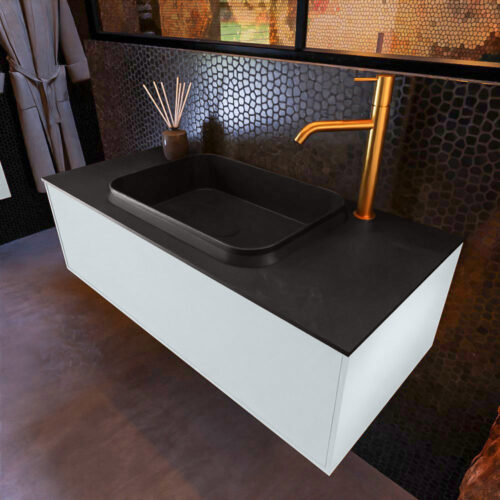 MONDIAZ ERIN 100cm mueble de baño color Clay 1 cajón. Lavabo RIDGE Centro 1 orificio color Urban.