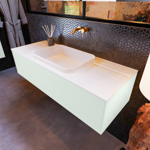 MONDIAZ ERIN 120cm mueble de baño color Greey 1 cajón. Lavabo RIDGE Centro sin orificio color Talc.