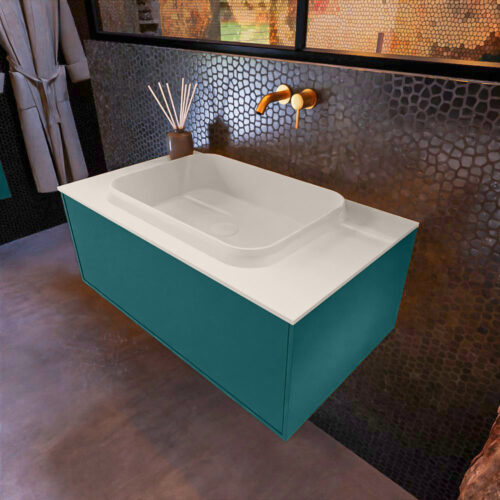 MONDIAZ ERIN 80cm mueble de baño color Smag 1 cajón. Lavabo RIDGE Centro sin orificio color Linen.