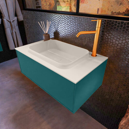 MONDIAZ ERIN 80cm mueble de baño color Smag 1 cajón. Lavabo RIDGE Centro 1 orificio color Linen.