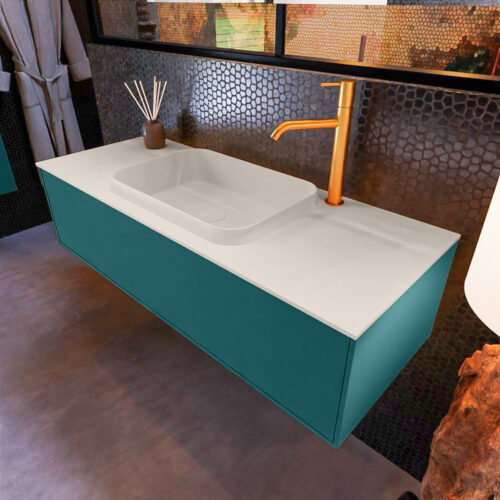 MONDIAZ ERIN 120cm mueble de baño color Smag 1 cajón. Lavabo RIDGE Centro 1 orificio color Linen.