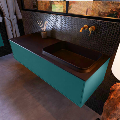 MONDIAZ ERIN 120cm mueble de baño color Smag 1 cajón. Lavabo RIDGE Derecho sin orificio color Urban.