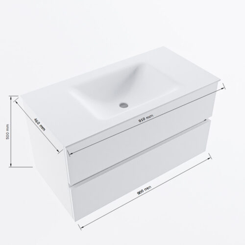 MONDIAZ VICA 90cm mueble de baño Plata 2 cajones. Lavabo CLOUD Centro 1 orificio, color Talc. - Imagen 8