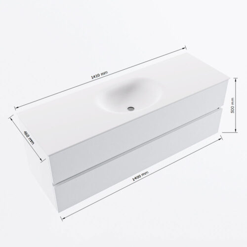 MONDIAZ VICA 140cm mueble de baño Antracite 2 cajones. Lavabo MOON Centro sin orificio, color Talc. - Imagen 7