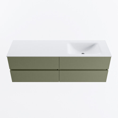 MONDIAZ VICA 150cm mueble de baño Army 4 cajones. Lavabo CLOUD Derecho 1 orificio, color Talc. - Imagen 5