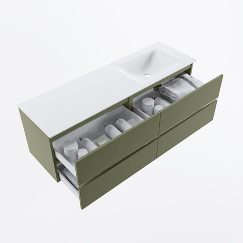 MONDIAZ VICA 150cm mueble de baño Army 4 cajones. Lavabo CLOUD Derecho 1 orificio, color Talc. - Imagen 7