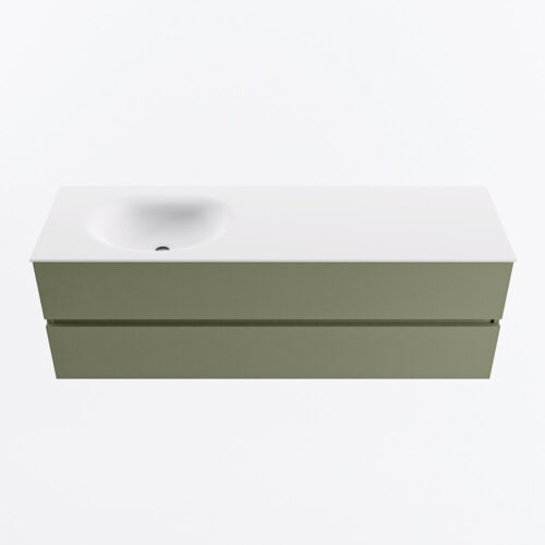 MONDIAZ VICA 150cm mueble de baño Army 2 cajones. Lavabo MOON Izquierda 1 orificio, color Talc. - Imagen 5