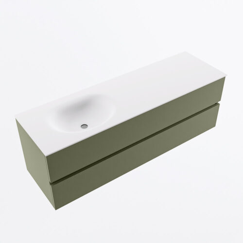 MONDIAZ VICA 150cm mueble de baño Army 2 cajones. Lavabo MOON Izquierda 1 orificio, color Talc. - Imagen 6