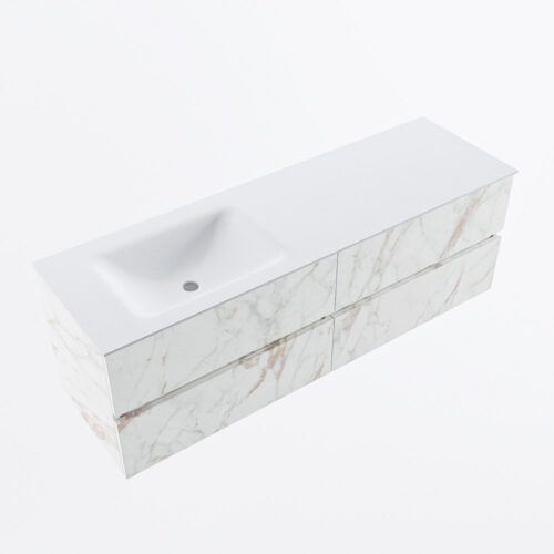 MONDIAZ VICA 150cm mueble de baño Carrara 4 cajones. Lavabo CLOUD Izquierda sin orificio, color Talc. - Imagen 6