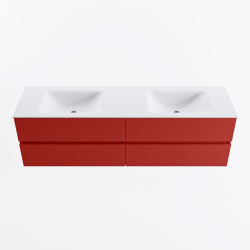 MONDIAZ VICA 170cm mueble de baño Fire 4 cajones. Lavabo CLOUD Doble sin orificio, color Talc. - Imagen 5