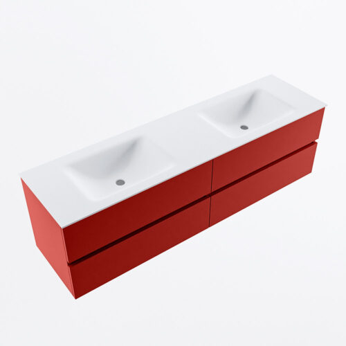 MONDIAZ VICA 170cm mueble de baño Fire 4 cajones. Lavabo CLOUD Doble sin orificio, color Talc. - Imagen 6