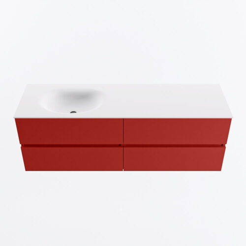 MONDIAZ VICA 150cm mueble de baño Fire 4 cajones. Lavabo MOON Izquierda sin orificio, color Talc. - Imagen 5