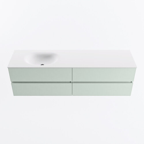 MONDIAZ VICA 170cm mueble de baño Greey 4 cajones. Lavabo MOON Izquierda 1 orificio, color Talc. - Imagen 5