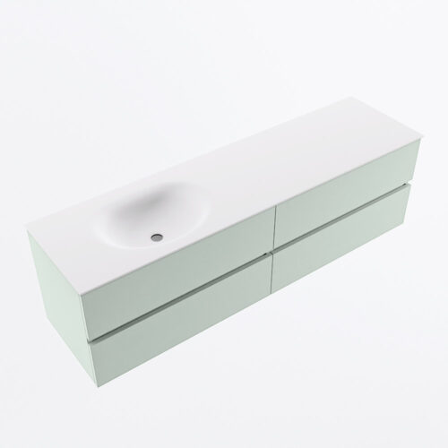 MONDIAZ VICA 170cm mueble de baño Greey 4 cajones. Lavabo MOON Izquierda 1 orificio, color Talc. - Imagen 6