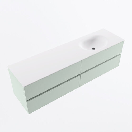 MONDIAZ VICA 170cm mueble de baño Greey 4 cajones. Lavabo MOON Derecho 1 orificio, color Talc. - Imagen 6