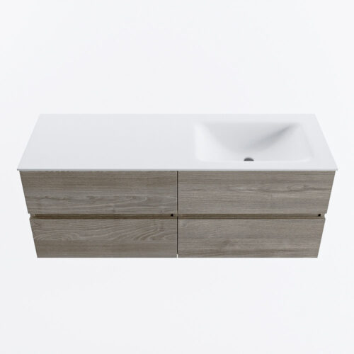 MONDIAZ VICA 130cm mueble de baño Light Brown Grey 4 cajones. Lavabo CLOUD Derecho sin orificio, color Talc. - Imagen 5