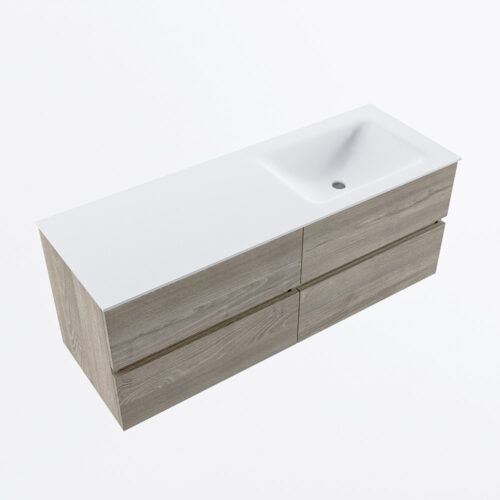 MONDIAZ VICA 130cm mueble de baño Light Brown Grey 4 cajones. Lavabo CLOUD Derecho sin orificio, color Talc. - Imagen 6