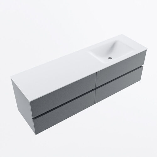 MONDIAZ VICA 160cm mueble de baño Plata 4 cajones. Lavabo CLOUD Derecho sin orificio, color Talc. - Imagen 6